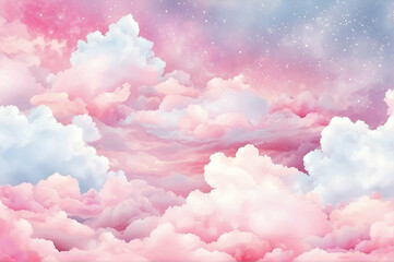 Fantasy pastel color sky, Sugar cotton pink clouds Glamour fairytale backdrop