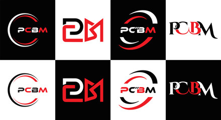 PCBM logo. P C B M design. White PCBM letter. PCBM, P C B M letter logo design. Initial letter PCBM letter logo set, linked circle uppercase monogram logo. P C B M letter logo vector design.	
