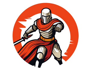 Fototapeta premium Isolated warrior wielding a sword in on a transparent background.