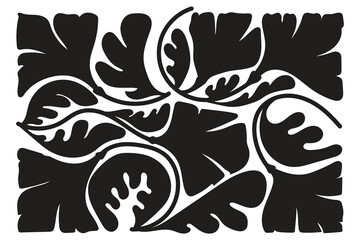 Natural hand drawn pattern design with leaves branch, flower. Simple contemporary style illustrated Design for fabric, print, cover, banner, wallpaper.