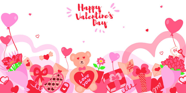 It is a cute hand-drawn set of elements. It is a lovely collection for Valentine's Day and other romantic holidays. Good for design, sticker packs, and banners. Vector design.
