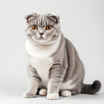 scottish fold cat isolated on white background. ai generative