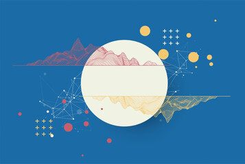 Abstract wireframe mountain background. Modern science or technology art elements. Surface illustration. Hand drawn vector.