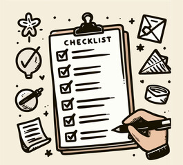 Check list hand drawn vector icon