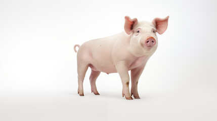 pig standing isolated on white background photograph