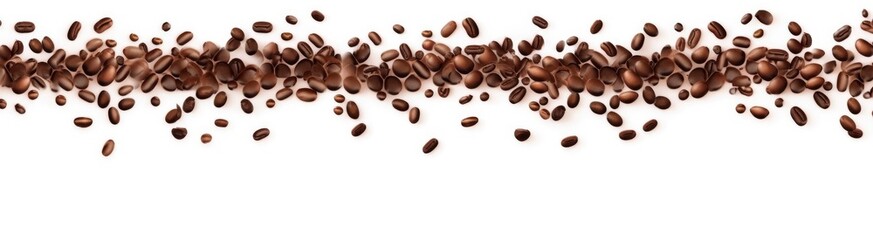 Coffee beans falling in the air on a white background