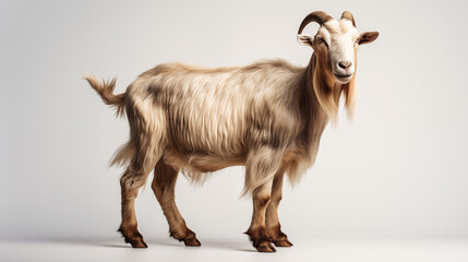 photograph brown goat on white background