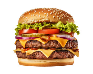 Beef burger isolated on transparent background
