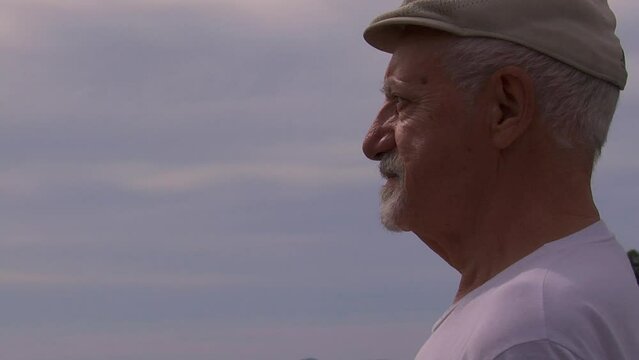 Older Man Gazes at the San Francisco Bay Area