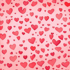 Bright pink background with hearts painted on it.