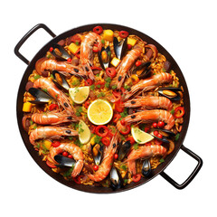 Spanish paella on transparent background