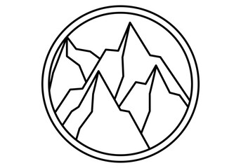 Icono negro de montañas y sierra en fondo blanco.