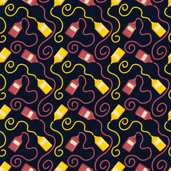 ketchup and chili sauce bottle seamless pattern