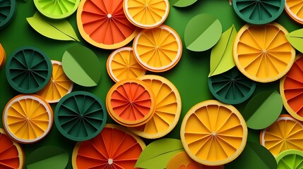 Fototapeta na wymiar AI generated illustration of a vibrant pattern of orange paper slices