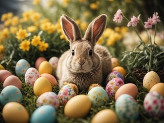 easter bunny and easter eggs