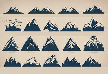 set of mountains for logo and designs, isolated background v1