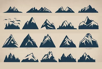 Foto op Plexiglas Bergen set of mountains for logo and designs, isolated background v1