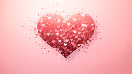 one pink heart with several small hearts isolated on a background, for Valentine's Day congratulations and lovers