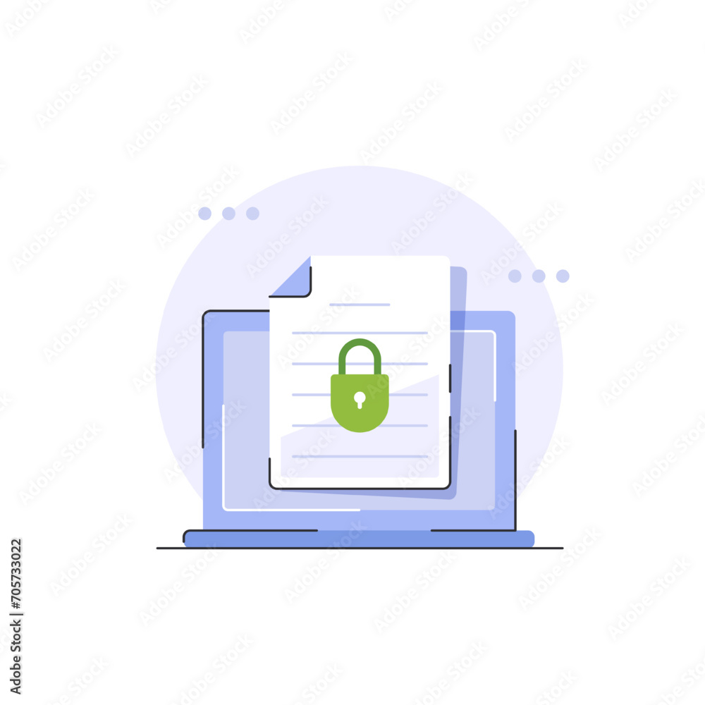 Poster secure confidential document online access with private lock,electronic safety doc data padlock symb