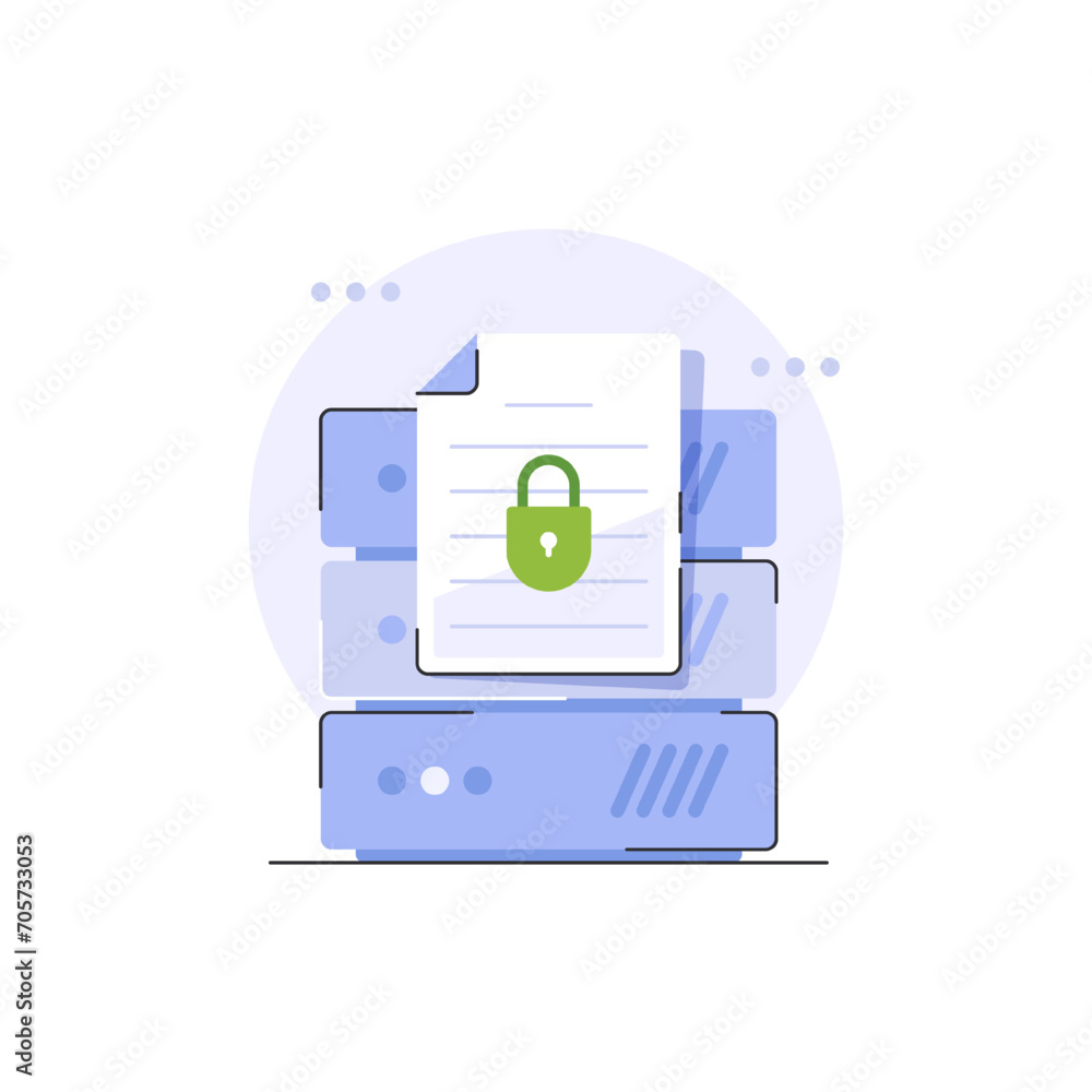 Poster secure confidential document online access with private lock,electronic safety doc data padlock symb