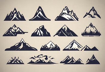 set of mountains for logo and designs, isolated background