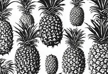 set of pineapple, seamless background with pineapple yellows