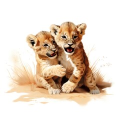 small tigers playing in the grass