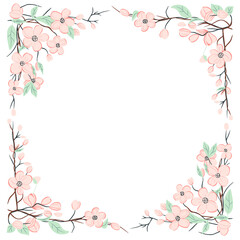 Trendy floral frame. Good for poster, card, invitation, flyer. Spring vector backgrounds with flowers