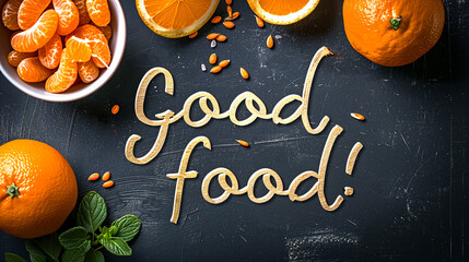 Good food typography design for health centers, organic and vegetarian stores, poster, logo.