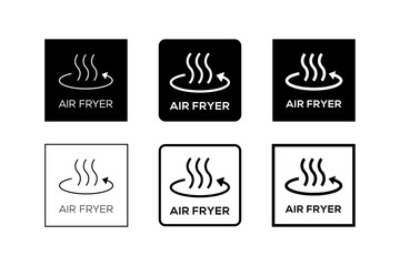 Simple Set of Air Fryer Technology Badge Logo Design. Symbol Line vector.