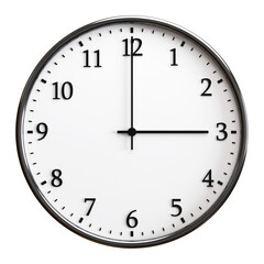 3Dの壁掛け時計。透過背景。3時。