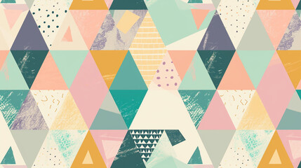 Modern abstract seamless triangle pattern. Scandinavian style. Pastel colors. AI Generative