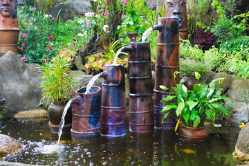 Small fountain in pagoda in Vietnam