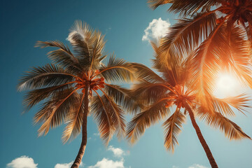 Fototapeta na wymiar Summer palm tree. Vacations, summer vacation