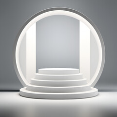 Obraz premium vector 3d rendering of a cylindrical background with a podium.