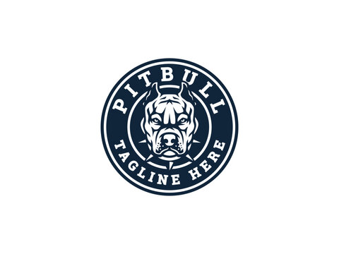 pitbull dog logo vector badge illustration,esport logo template