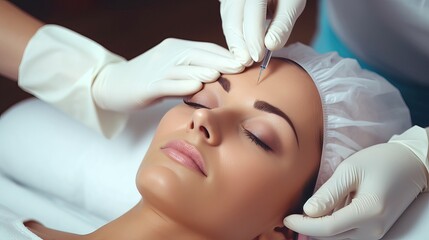 Beauty specialist injects neurotoxin or dermal filler in skin