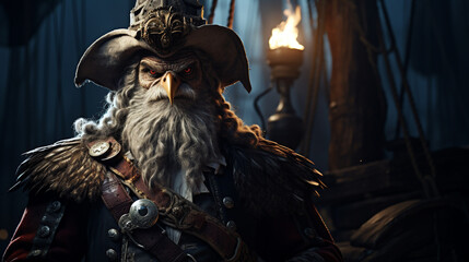 Fototapeta premium an owl in a pirate uniform
