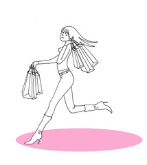 ショッピングを楽しむおしゃれな女性、無色