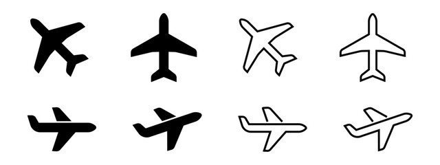 Plane icon set. Flight transport symbol. Airplane icon vector. Travel flat illustration. Travel symbol. Vector EPS 10 © thebeststocker