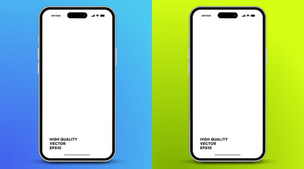 3d high quality vector smartphone mockups. Ultra realistic mobile device UI UX mockup for presentation template. Cellphone frame with blank screen isolated templates. 3d isometric illustration.