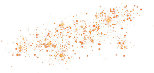 Golden dust. Beautiful light flashes. Dust particles fly in space. Bokeh effect. Light rays. PNG.

