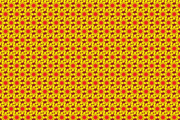 Illustration pattern yellow flower on red background.