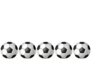 Soccer balls on transparent background as a frame