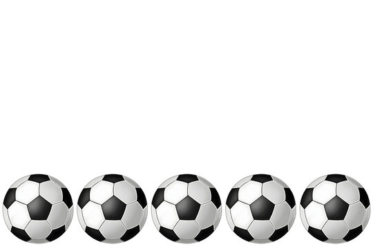 Soccer balls on transparent background as a frame