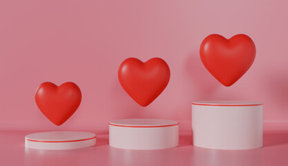 Valentines Circle podium on pastel color background