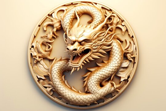 Close-up, 3d mockup of abstract dargon with minimal background