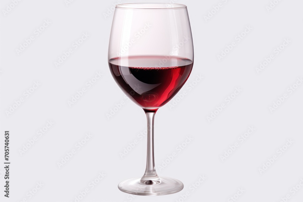 Poster a close up of a wine glass with a liquid inside of it on a white background with a reflection of the