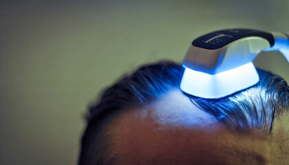 Fusion of Hair Extensions, Laser Therapy, and LED Innovation,Cut - obrazy, fototapety, plakaty