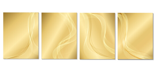 set of gold banners background